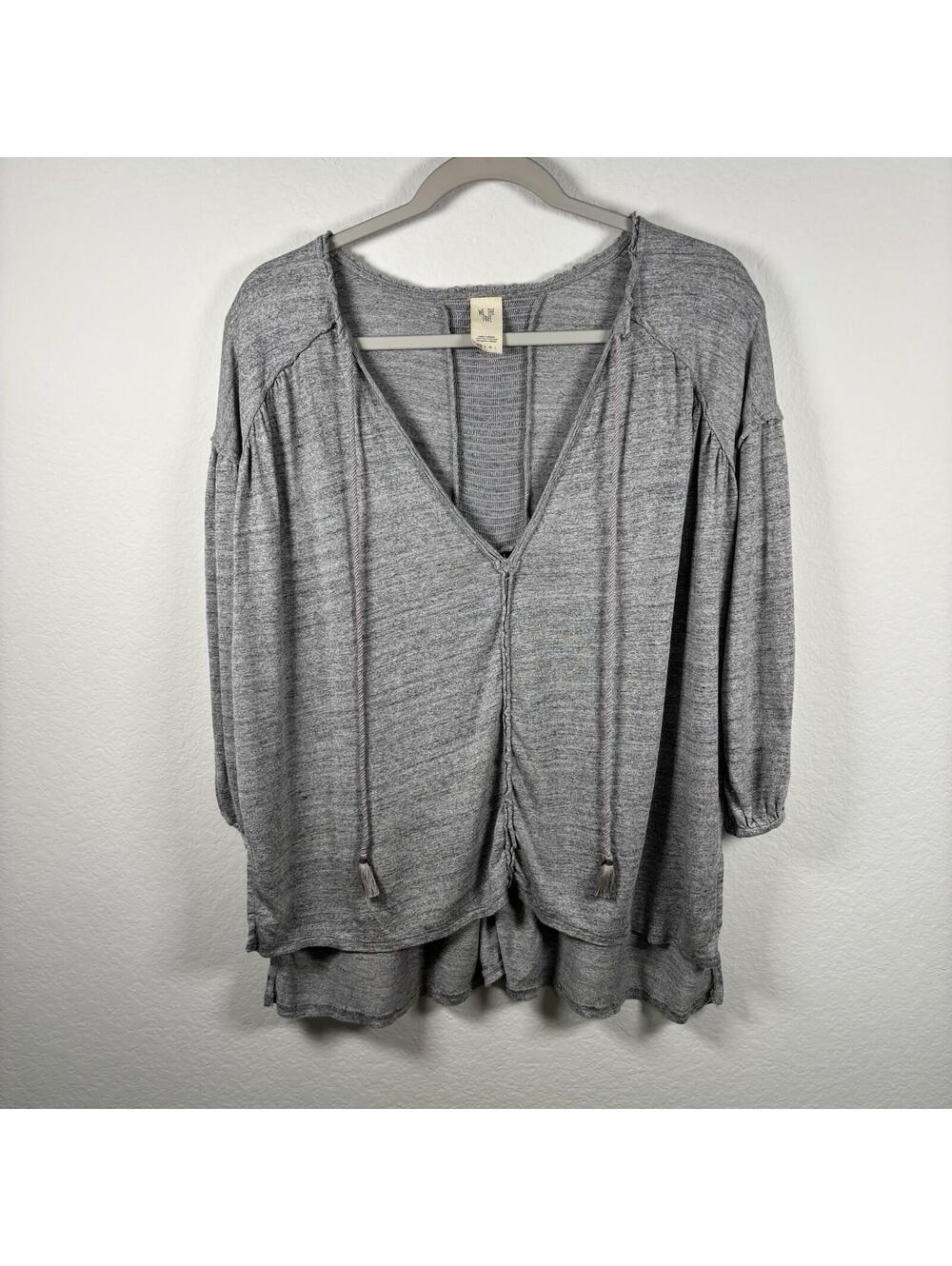 Free People We The Free Oversized Tunic Top Heathered Grey Boho Bohemian Sz XS
